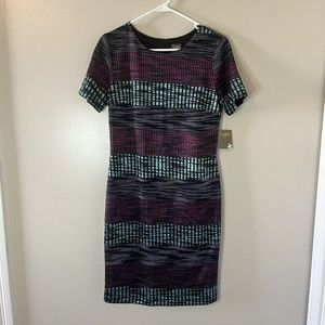 Taylor Womens Short Sleeve Dress Striped Multicolor Boutique Size 8 NWT